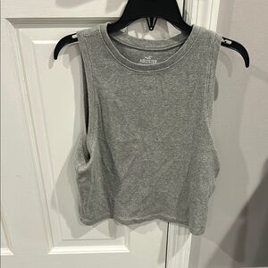 Hollister Gray Sleeveless Crop Muscle Tee